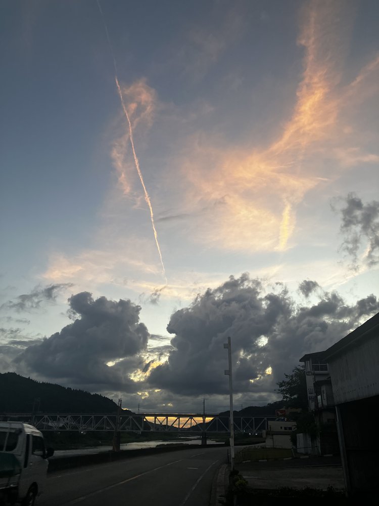 夕空と山並み